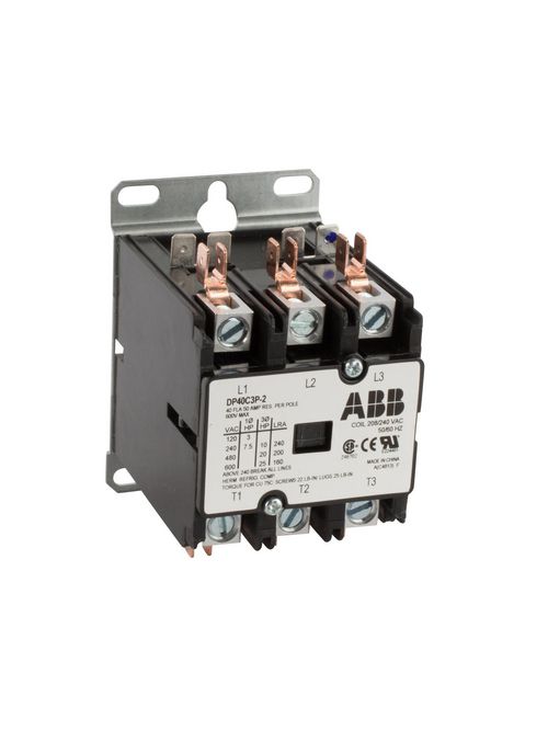 ABB DP40C3P-2 3-Pole 40 Amp 240/208 VAC De?nite Purpose Contactor ABB DP40C3P-2 3-Pole 40 Amp 240/208 VAC De?nite Purpose Contactor