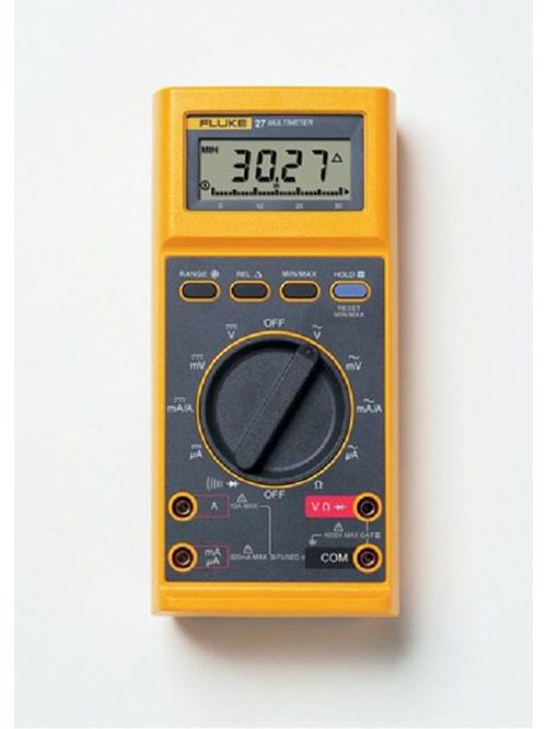 Product image for Fluke Electronics FLUKE-27-YEL 1000 VAC/VDC 10 Amp AC/DC Analog/Digital Multimeter