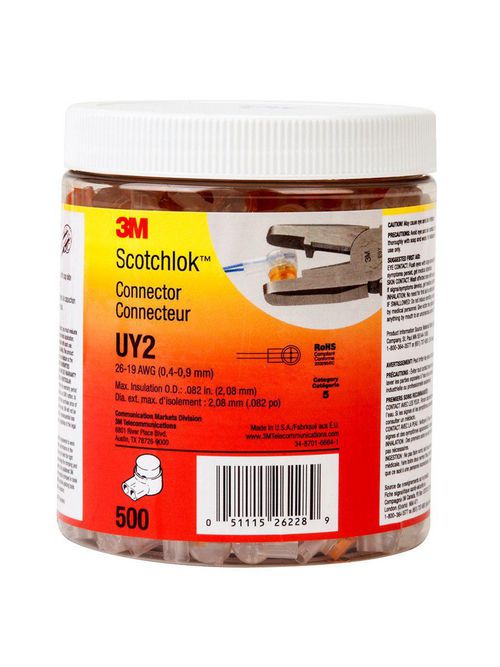 Product image for 3M UY2-JAR500 19-26 AWG Butt Connec