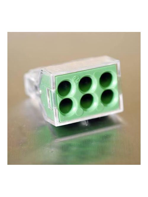 Product image for Wago 773-116/K194-4045 PUSH WIRE® 6-Port (GREEN) Junction Box Wire Connector, #18-#12 Solid, #16-#12 Stranded (50/Box)