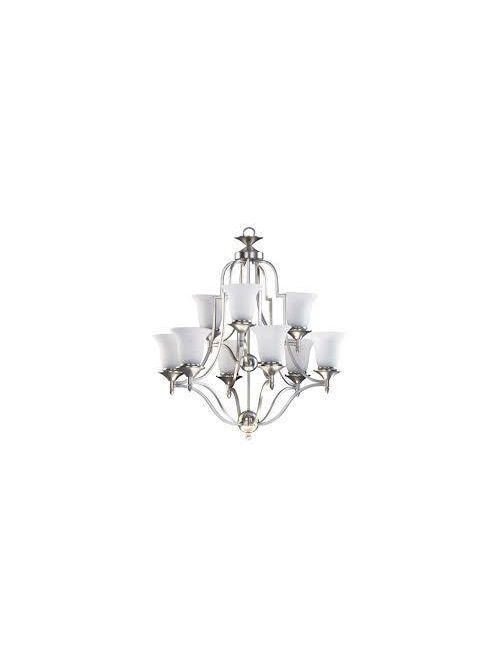Product image for Quorum International 615-9-65 26.5 x 29.5 Inch 9-Lamp 60 W Medium Base Satin Nickel Chandelier