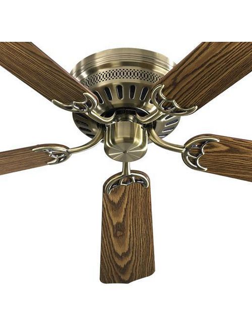 Product image for Quorum International 11525-4 52 Inch 5307/3812 CFM 71/48 W Antique Brass 3-Speed 14-Pole 5-Blade Reversible Ceiling Fan