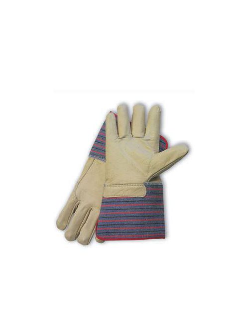 Product image for PIP 87-2066/M Medium Top Grain Cowhide Leather Gunn Pattern Single Palm Gauntlet Cuff Protective Gloves