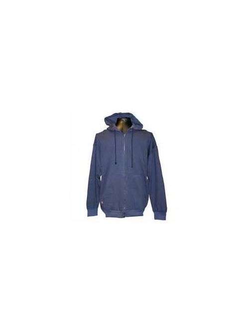 Product image for PIP 385-ZPHD-ML-(NV)-2X Double Extra Large Navy Blue Cotton Front Pocket Knit Cuff Hooded Sweatshirt