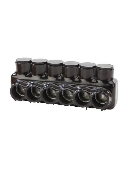 Product image for NSI IPLD500-14 4 AWG to 500 MCM Black Plastisol 14-Port 2-Side Entry Insulated Multi-Cable Connector Block