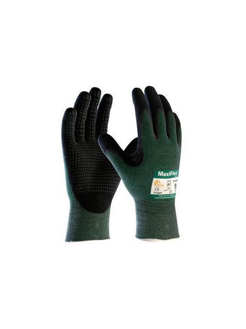 Product image for PIP 34-8443/L Large Black Nitrile Micro Foam Palm Fingertip and Micro Dot Palm Coated Knit Protective Gloves