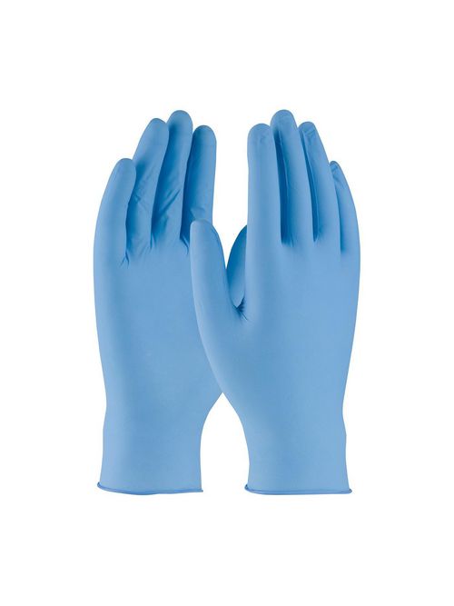 Product image for PIP 63-332/XXL Double Extra Large Blue Nitrile Textured Grip Powdered Disposable Gloves