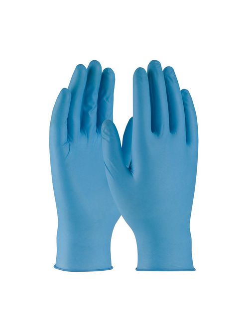 Product image for PIP 63-338/XL Extra Large Blue Nitrile Textured Grip Powdered Disposable Gloves