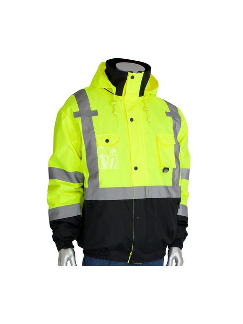 Product image for PIP 333-1770-LY/L CLASS 3 RIP STOP BLACK TRIM BOMBER FLEECE LINER ZIPPER 2IN. TAPE LY