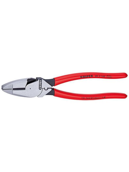 Product image for KNIPEX 09-11-240-SBA 9-1/4 LINEMAN PLIER W/ TAPE PULLER & CRIMPER