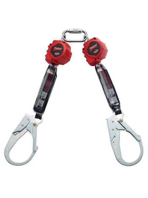 Product image for 3M 3100414 3M™ Protecta® Retracting Lifeline 3100414, Web, Twin legs, Thermoplastic Housing, Rebar Hooks, 6ft (1.8m)