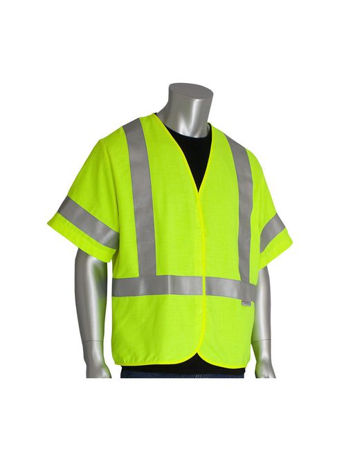 Product image for PIP 305-3000-L CLASS 3, PREMIUM, MOD ACRYLIC FR SOLID VEST,3M SILVER TAPE, HOOK & LOOP CLOSURE, YELLOW, LARGE