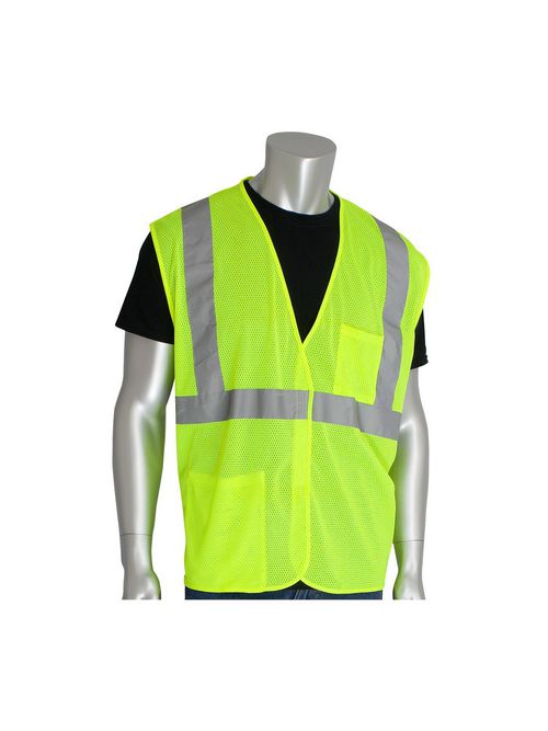 Product image for PIP 302-0702-LY/3X CLASS 2 MESH VEST 2 POCKETS HL CLOSURE 2IN. TAPE LY