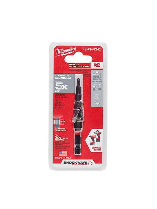 Product image for Milwaukee 48-89-9242 Step Bit #2 3/16 - 1/2 in.