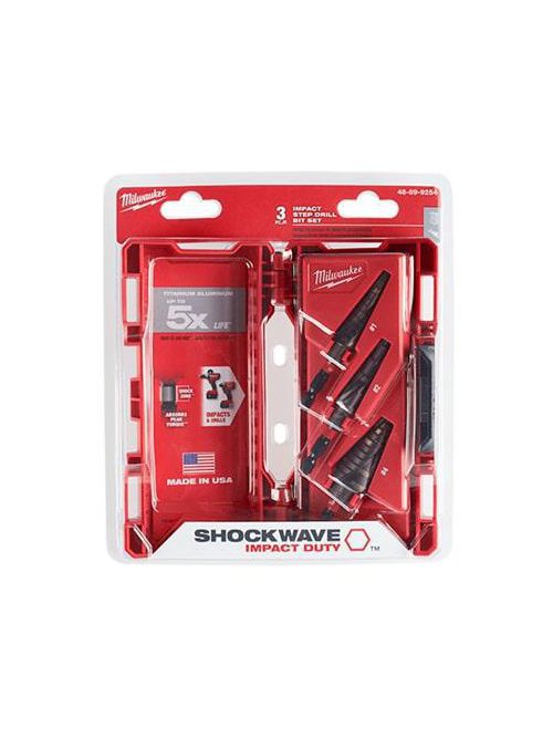 Product image for Milwaukee 48-89-9254 SHOCKWAVE™ Impact Duty Step Bit 3pc Set (#1, #2, #4)