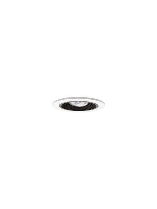 Product image for Elite Lighting B496P-WH 4 Inch Black Stepped Baffle with Adjustable Socket Bracket and White Trim Ring