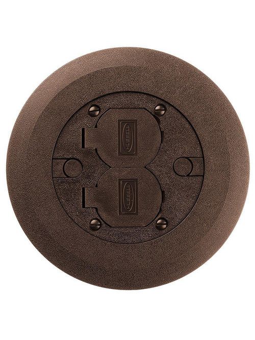 Product image for Hubbell Wiring Devices PFBCBRA 6.25 Inch Brown Non-Metallic Round Multi-Service Cover and Flange Assembly