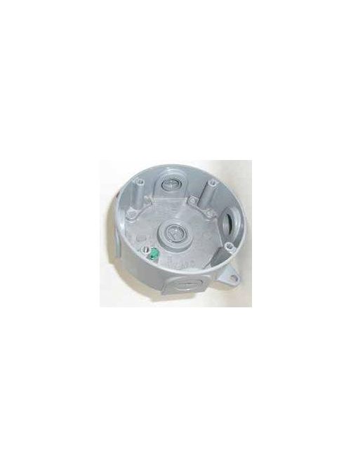 Product image for Mulberry 30316B 4" Round Weatherproof Outlet Box, (5) 1/2" Hubs, 1-1/2" Deep, Die-Cast Aluminum, 15.3cu.in, Black