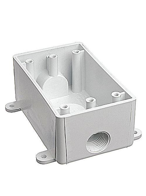 Carlon E381DW-CAR 1/2 Inch White Weatherproof Rectangular T-Box Carlon E381DW-CAR 1/2 Inch White Weatherproof Rectangular T-Box