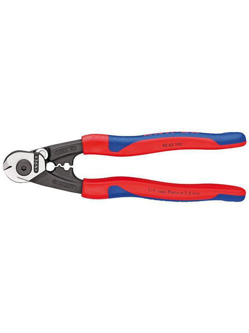 Product image for KNIPEX 95-62-190-SBA 7-1/2 WIRE ROPE CUTTER COMFORT GRIP
