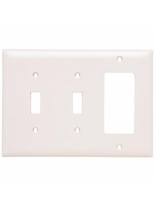 Pass & Seymour TP226-W 3-Gang 2-Toggle Switch 1-Decorator White Nylon Standard Combination Unbreakable Wallplate Pass & Seymour TP226-W 3-Gang 2-Toggle Switch 1-Decorator White Nylon Standard Combination Unbreakable Wallplate