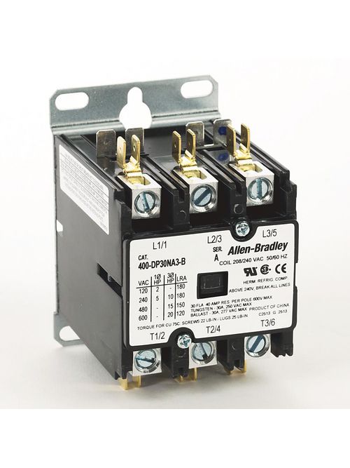 Allen-Bradley 400-DP30NA3 30 Amp Definite Purpose Contactor Allen-Bradley 400-DP30NA3 30 Amp Definite Purpose Contactor