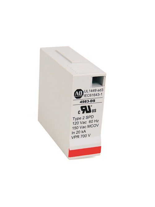 Allen-Bradley 4983-DS120-401 120 Volt 40 kA 1-Pole Standard Duty Din Rail AC Surge Protective Device Allen-Bradley 4983-DS120-401 120 Volt 40 kA 1-Pole Standard Duty Din Rail AC Surge Protective Device