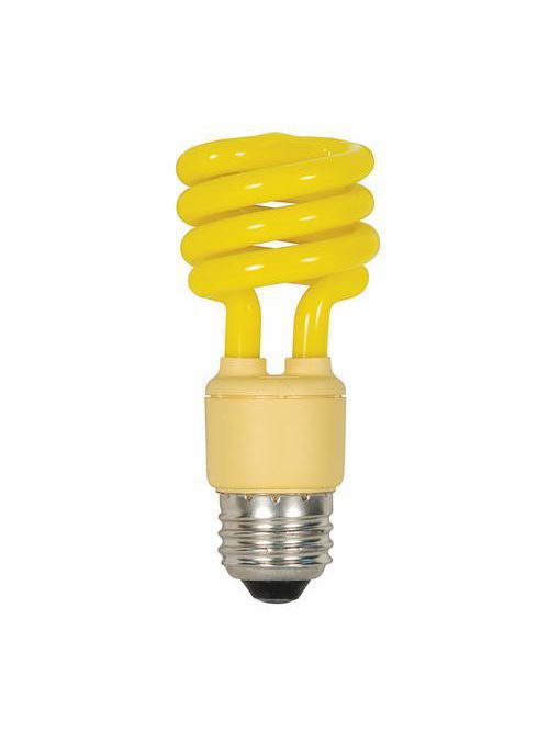 Product image for Satco S7267 13W Mini Spiral Compact Fluorescent; Yellow color; Medium base; 120 Volt