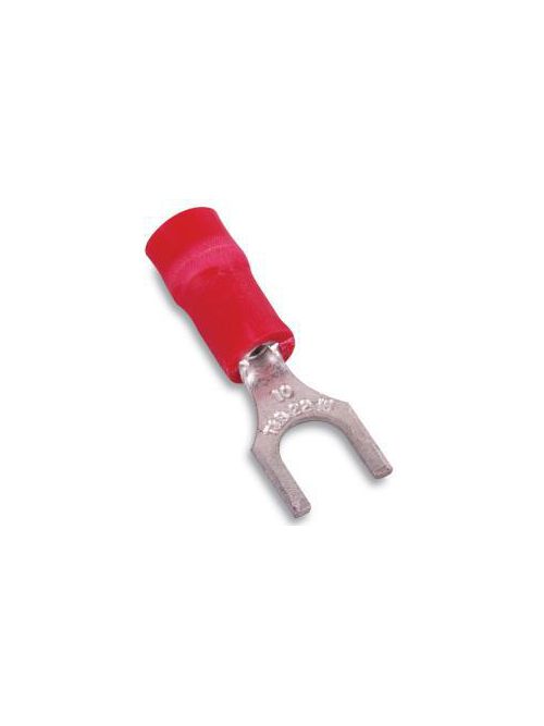 Thomas & Betts RA18-14F 22 to 16 AWG 1/4 Inch Stud Red Electrotinned Copper Nylon Insulated Fork Terminal Thomas & Betts RA18-14F 22 to 16 AWG 1/4 Inch Stud Red Electrotinned Copper Nylon Insulated Fork Terminal