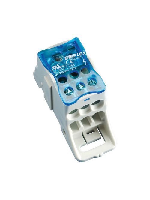 Product image for Erico 569030 Single Pole Dist. Block, 200 A UL/CSA, Cable Line, 7 Cables Load, Copper
