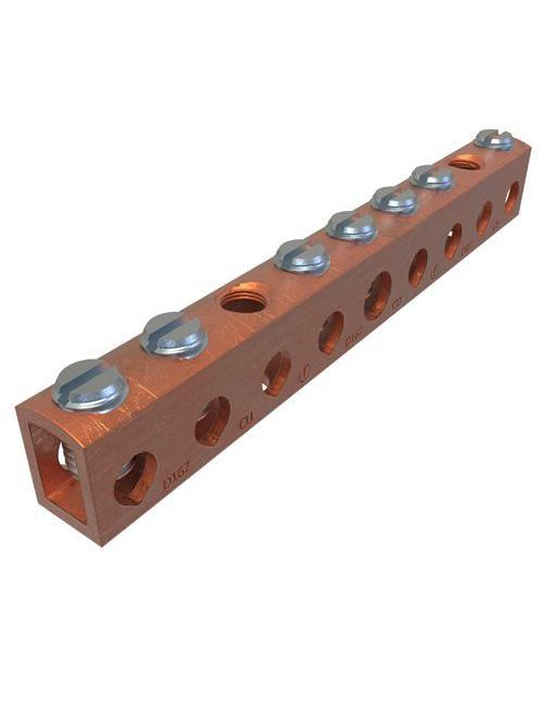 ILSCO D167-6 UL Listed 14-6 AWG Tap Range 14-4 AWG Main Range 6 Tap Ground Bar ILSCO D167-6 UL Listed 14-6 AWG Tap Range 14-4 AWG Main Range 6 Tap Ground Bar