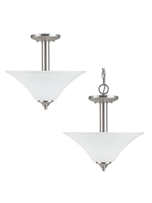 Product image for Holman 2 Light Convertible Semi-Flush/Pendant - Brushed Nickel