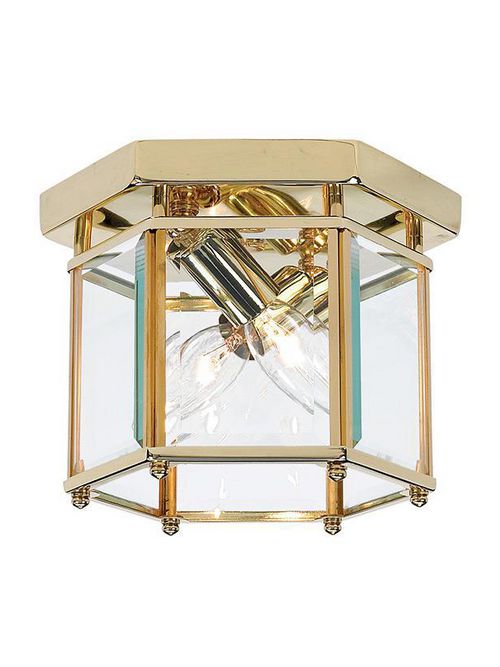 Product image for Sea Gull Lighting 7647-02 2-Lamp 40 W 120 Volt Polished Brass Candelabra Torpedo Ceiling Flush Mount Light Fixture