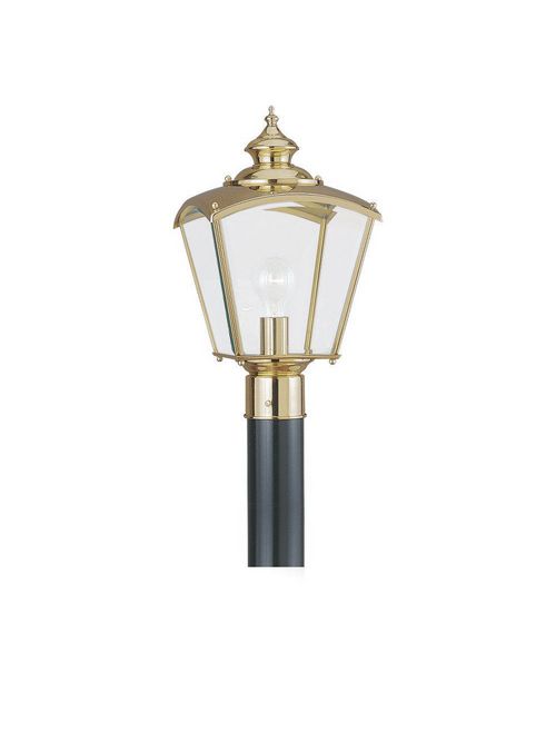 Product image for Sea Gull Lighting 8202-02 1-Lamp 8/13.5/100 W 120 Volt Brass Polished Brass Medium A19 Lighting Post