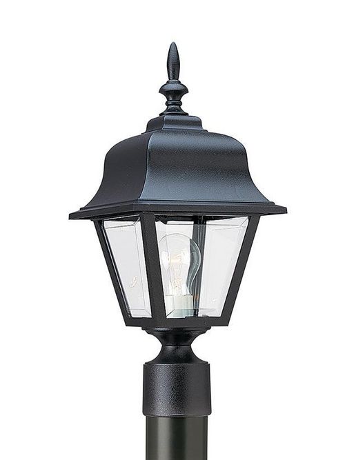 Product image for Polycarbonate Outdoor 1 Light Post Lantern - Black