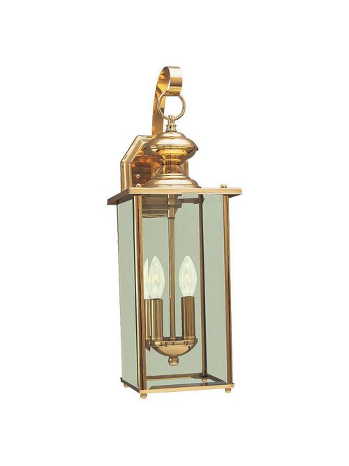 Product image for Sea Gull Lighting 8468-02 2-Lamp 40 W 120 Volt Polished Brass Candelabra Torpedo Wall Lantern