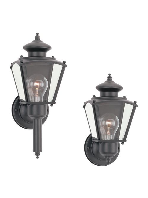 Product image for Sea Gull Lighting 8503-12 1-Lamp 8/13.5/100 W 120 Volt Black Medium A19 Wall Mount Light Fixture