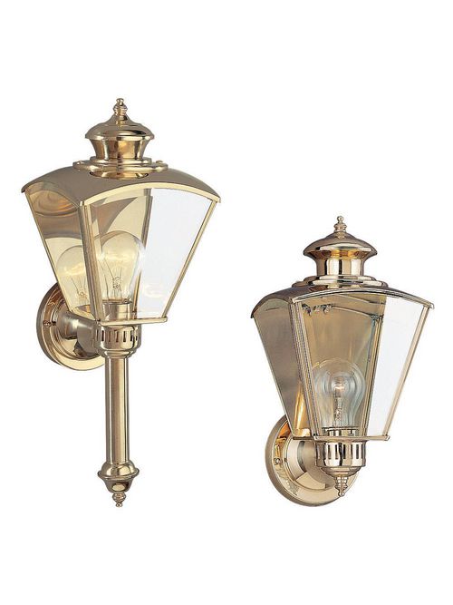 Product image for Sea Gull Lighting 8504-02 1-Lamp 8/13.5/100 W 120 Volt Polished Brass Medium A19 Wall Lantern