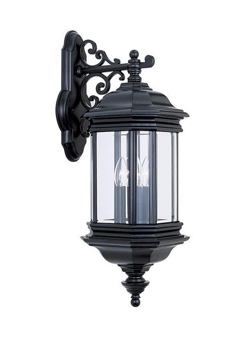 Product image for Sea Gull Lighting 8841-12 3-Lamp 40 W 120 Volt Black Candelabra Torpedo Wall Mount Light Fixture
