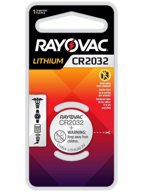 Product image for Rayovac KECR2032-1G 2032 Size 3 Volt Lithium Coin Cell Battery