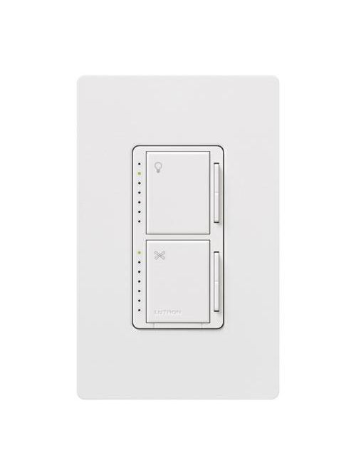 Product image for Lutron MA-LFQHW-WH 300 W 120 VAC 7-Speed White 1-Pole Incandescent/Halogen Fan and Light Speed Control Wall Dimmer