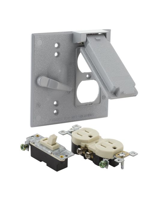 Product image for RACO 5166-5 2G WP CVR TOGGLE SP 15A