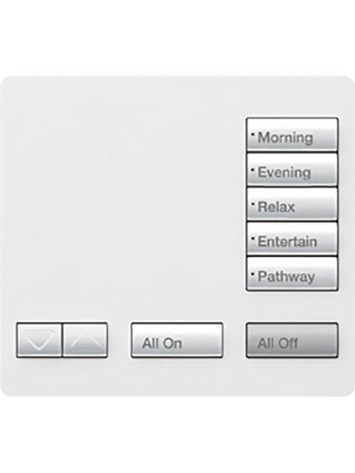 Lutron Electronics RR-T5RL-SW 300 mA 9 VDC 0.6 W 5-Button Snow Raise/Lower Wireless Designer Keypad Lutron Electronics RR-T5RL-SW 300 mA 9 VDC 0.6 W 5-Button Snow Raise/Lower Wireless Designer Keypad