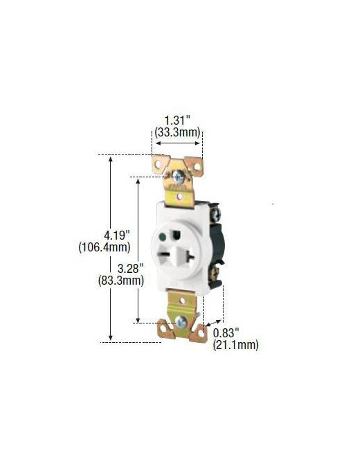 Arrow Hart Wiring 8410W 20 Amp 250 VAC 2-Pole 3-Wire NEMA 6-20R White Straight Blade Single Receptacle Arrow Hart Wiring 8410W 20 Amp 250 VAC 2-Pole 3-Wire NEMA 6-20R White Straight Blade Single Receptacle