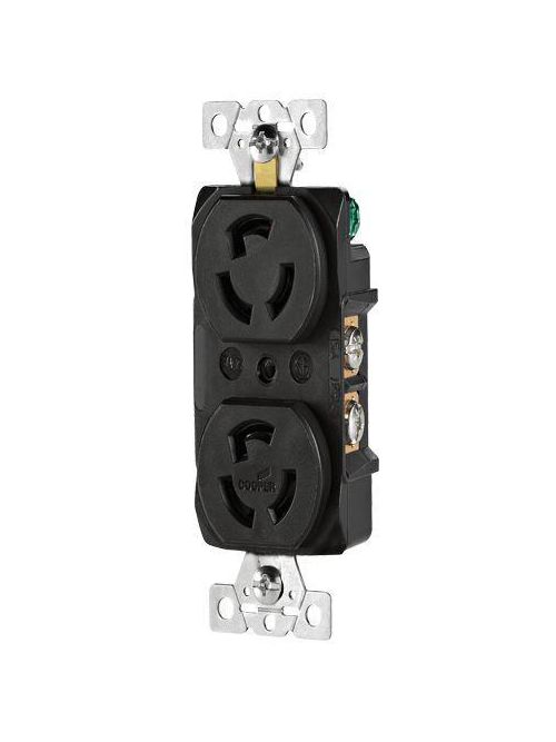 Product image for Arrow Hart Wiring 4700 15 Amp 125 VAC 2-Pole 3-Wire NEMA L5-15R Black Locking Duplex Receptacle
