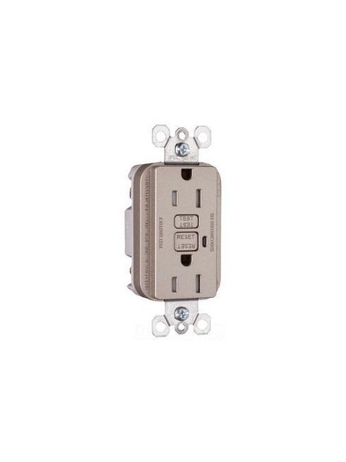 Product image for Pass & Seymour 1595-TRNICC4 GFCI Tamper-Resistant Receptacle, 10kA SCCR, 15A 125V - Nickel