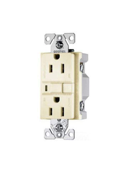 Product image for Eaton Wiring Devices VGF15LA 15 Amp 125 VAC 2-Pole 3-Wire NEMA 5-15R Light Almond Straight Blade Duplex Receptacle