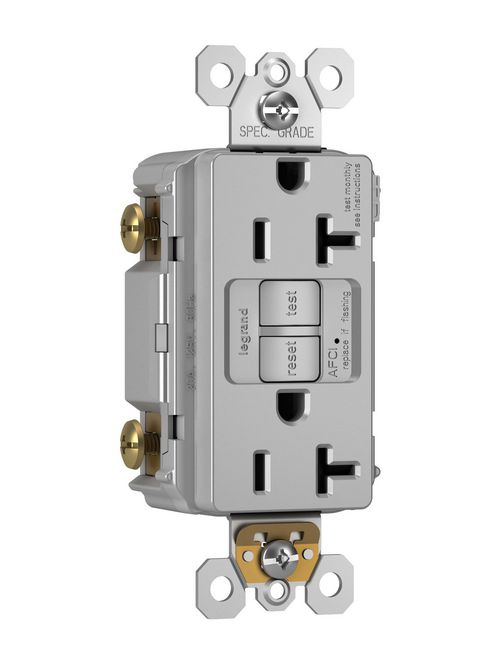 Product image for Pass & Seymour AF202TRGRY 20A 125V Tamper-Resistant Arc-Fault Circuit Interrupter - Gray