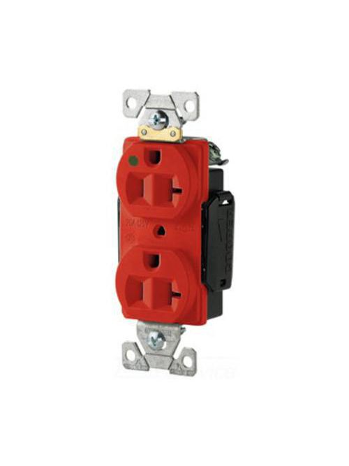 Product image for Arrow Hart Wiring AH8300RD 20 Amp 125 VAC 2-Pole 3-Wire NEMA 5-20R Red Straight Blade Duplex Receptacle