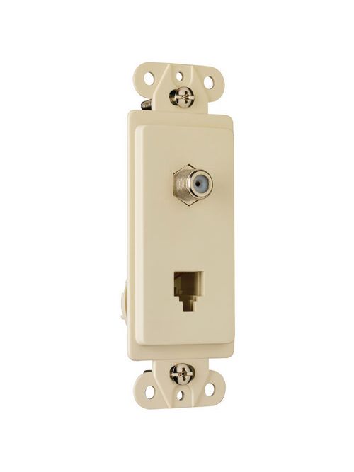 Product image for Connector TV & jack F-connector RJ-11 jack light-almond